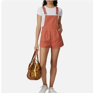 MINKPINK MPD Women’s Orange Sunburst Overalls Denim Short Overalls Size Medium
